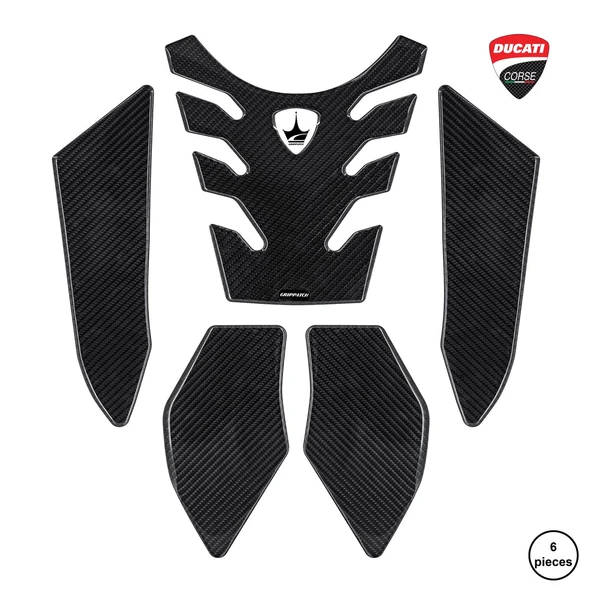 Grippatch Ducati Multistrada 950-1200 2023 ile Uyumlu Kaydırmaz 6D Karbon 6 Parça Tank Pad Seti GC37 ürün görseli 1