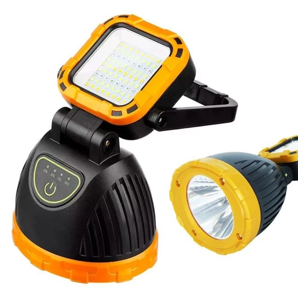 Powermaster PM-8033A Solar Şarjlı 6 Modlu EL Feneri Ve Işıldak Acil Durum Lambası (Beyaz Sarı Kırmızı) ürün görseli 1