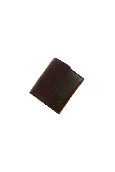 Kadın Hakiki Deri Büyük Cüzdan Kapaklı Fermuarlı RFID Korumalı Eleanor Kahve Haki ürün görseli 1