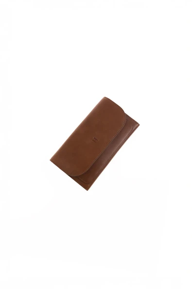 Kadın Hakiki Deri Büyük Cüzdan Kapaklı Çıtçıtlı RFID Korumalı Charlotte Taba ürün görseli 1