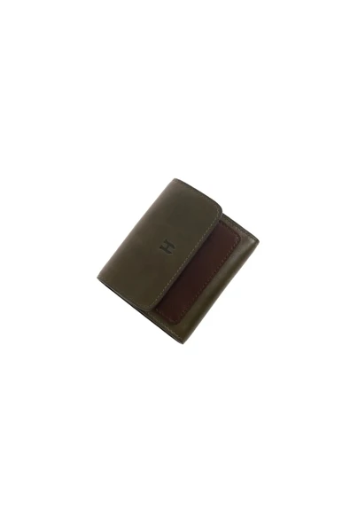 Kadın Hakiki Deri Büyük Cüzdan Kapaklı Fermuarlı RFID Korumalı Eleanor Haki Kahve ürün görseli 1
