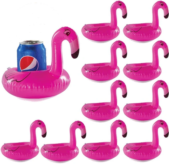 Nettenevime 10 lu Set Pembe Flamingo Şişme Bardak Simidi İçecek Tutacağı ürün görseli 1