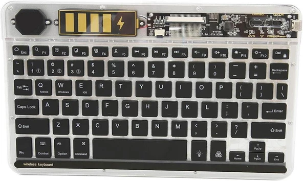 Valkyrie RGB bkz-30 7 Renk Bluetooth Şeffaf Türkçe Klavye - Android ios Windows Uyumlu - Şarjlı - 10 inç - Multimedia - Ultra İnce Tasarım bkz30 ürün görseli 1