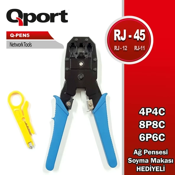 QPORT Q-Pen5 RJ11/RJ12/RJ45 Kablo Sıkma Pensesi ürün görseli 1