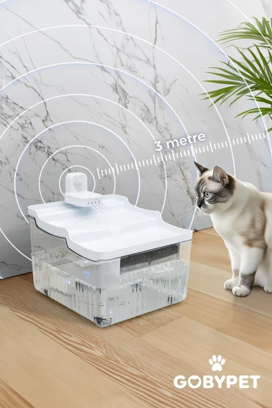 Hareket Sensörlü Sessiz Kedi Su Sebili, Sensörlü Kedi Su Pınarı, Kedi ve Köpek Su Sebili ürün görseli 1