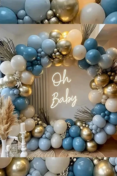 BeySüS Krom Gold Derin Okyanus Fırtına Mavisi Ve Sütlü Kahve Balon Zinciri 60 Adet ürün görseli 1