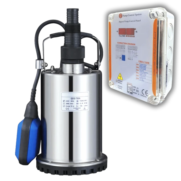 Varan QDS 750A Paslanmaz KORUMA PANOLU Temiz Su Dalgıç Pompa 1 HP/ 0.75 kW, Monofaze 220 V, 9 Mss ürün görseli 1