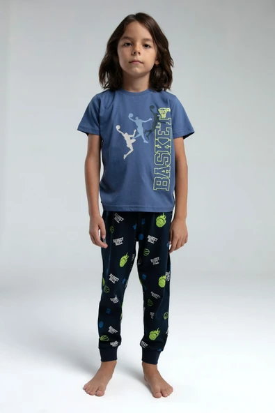 Roly Poly 3530 Garson Erkek Çocuk Bisiklet Yaka Kısa Kollu Pijama Takım ürün görseli 1