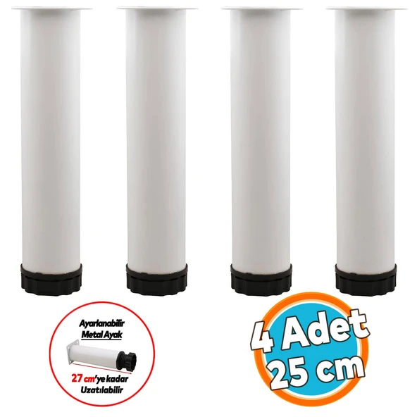Mobilya Kanepe Baza Koltuk Metal Destek Ayağı Beyaz Ayak 25 cm ürün görseli 1