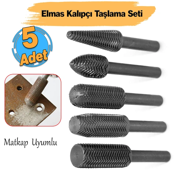 Freze Uç Törpü 5 Parça Uç Kalıpçı Taşlama Seti Metal Demir Oyma Zımparalama Ucu Matkap Uyumlu ürün görseli 1