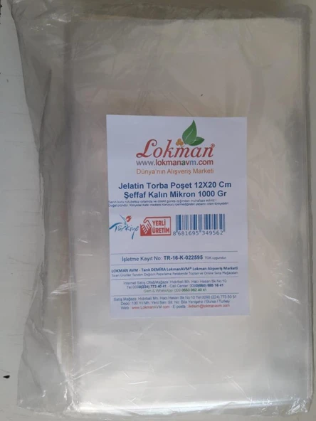 Jelatin Torba Poşet 12X20 Cm Şeffaf Kalın Mikron 1000 Gr 1KG ürün görseli 1
