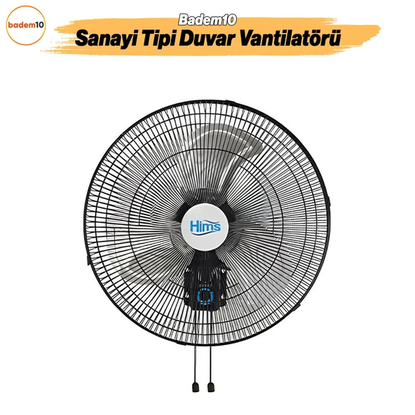Sanayi Tipi Duvar Vantilatörü Endüstriyel Sessiz Duvara Monte Zincirli Fan 50 cm 130W ürün görseli 1
