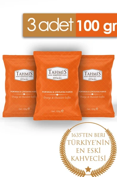 Tahmis Portakal Çikolata Aromalı Türk Kahvesi 100 Gr 3'lü Paket ürün görseli 1
