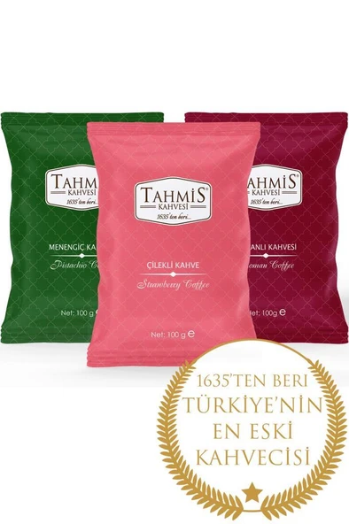 Tahmis 3'lü 100 Gr Menengiç Osmanlı Dağ Çilekli Aromalı Türk Kahvesi Seti ürün görseli 1
