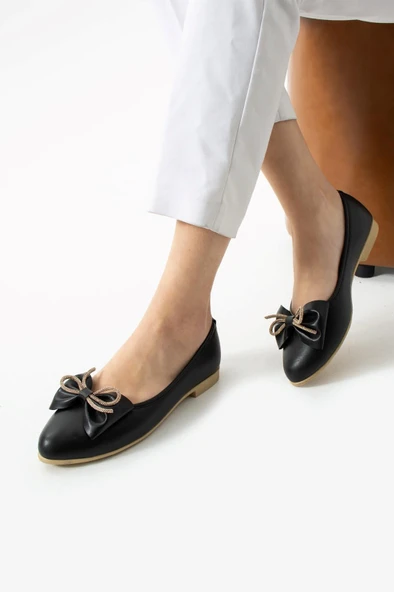 Albishoes Kadın Günlük Fiyonklu Balerin Babet Rahat Taban Şık Babet Günlük İş Ofis Babet Ayakkabı ürün görseli 1