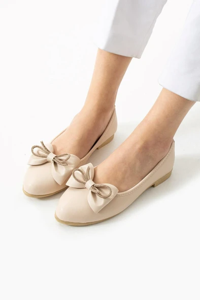 Albishoes Kadın Günlük Fiyonklu Balerin Babet Rahat Taban Şık Babet Günlük İş Ofis Babet Ayakkabı ürün görseli 1