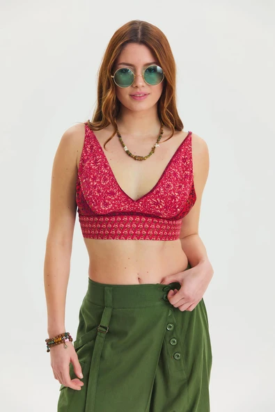Bağcıklı Sırtı Açık Ayarlanabilir Crop Bluz ürün görseli 1