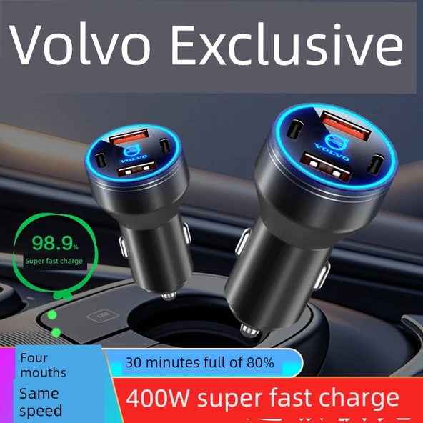 PTTAVM: Volvo Araç Şarj Cihazı 200W Süper Hızlı Şarj Alaşım Siyah