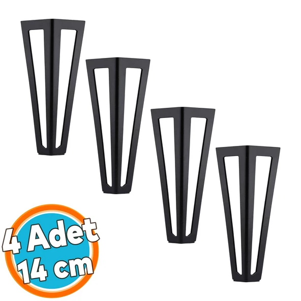 Mobilya Koltuk Baza Puf Sehpa Tv Ünite Masa Ayağı Ayakları Metal Ayakları 14 Cm Siyah 4 Adet ürün görseli 1