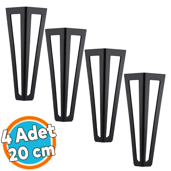 Mobilya Koltuk Baza Sehpa Kanepe Masa Ayağı Metal Ayak 20 Cm Siyah 4 Adet ürün görseli 1