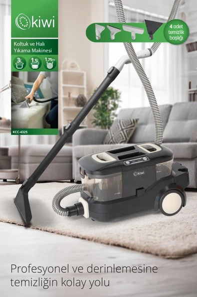 Kiwi Kcc-4325W Siyah Pencere Temizleme Aparatlı Koltuk Halı Yıkama ve Leke Çıkarma Makinesi ürün görseli 1