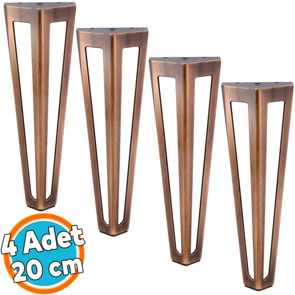 Mobilya Koltuk Konsol Tv Ünite Masa Ayağı Metal Ayakları 20 Cm Antik Bakır 4 Adet ürün görseli 1