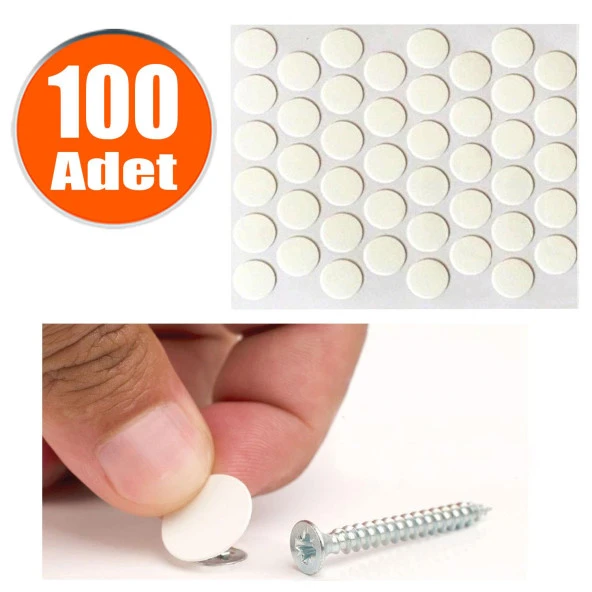 Yapışkanlı Vida Tapası Beyaz Vida Kapatıcı Kapağı (100 ADET) ürün görseli 1