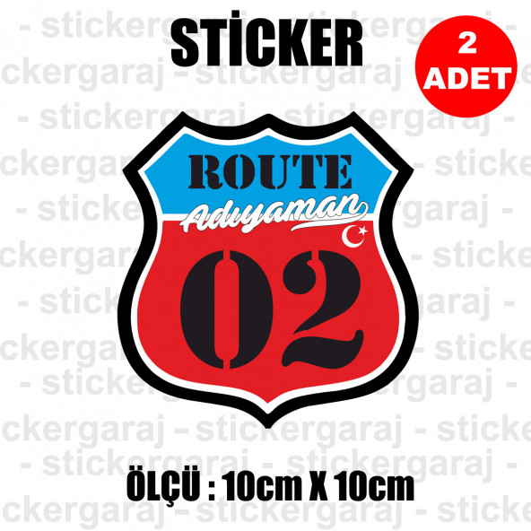 02 ADIIYAMAN 2 adet plaka sticker - il sehir rota etiket ürün görseli 1