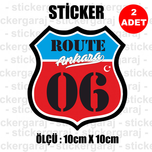 06 ANKARA 2 adet plaka sticker - il sehir rota etiket - kask motosiklet otomobil araba pc laptop bilgisayar cam uyumlu ürün görseli 1
