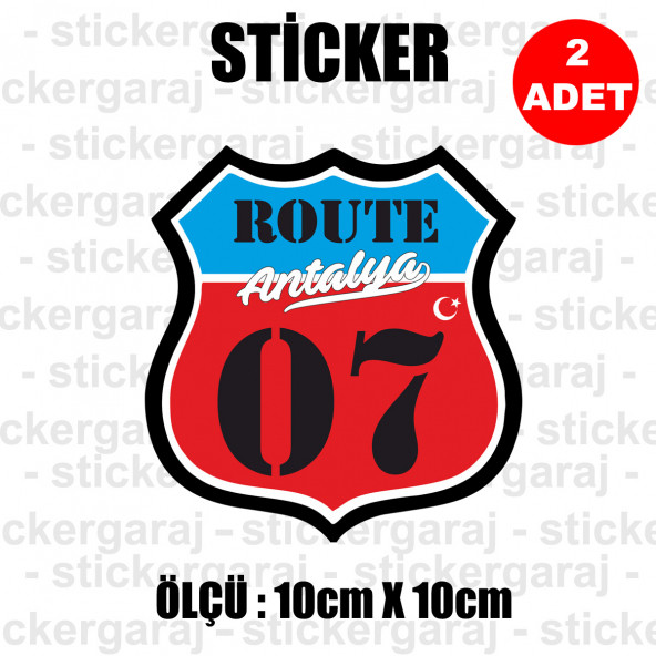 07 ANTALYA 2 adet plaka sticker - il sehir rota etiket - kask motosiklet otomobil araba pc laptop bilgisayar cam uyumlu ürün görseli 1
