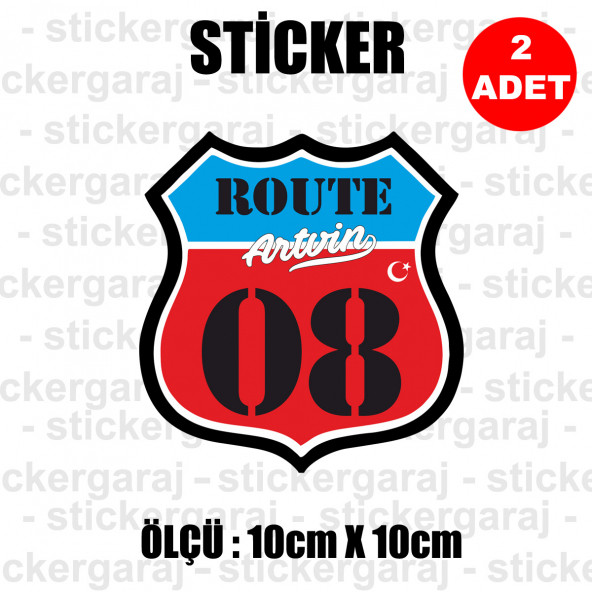 08 ARTVİN 2 adet plaka sticker - il sehir rota etiket - kask motosiklet otomobil araba pc laptop bilgisayar cam uyumlu ürün görseli 1