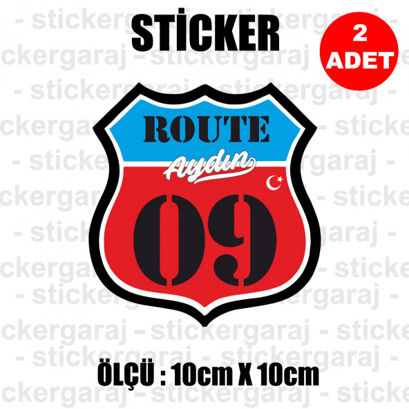 09 AYDIN 2 adet plaka sticker - il sehir rota etiket - kask motosiklet otomobil araba pc laptop bilgisayar cam uyumlu ürün görseli 1