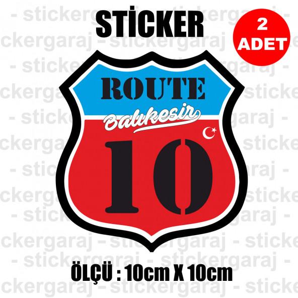 10 BALIKESİR 2 adet plaka sticker - il sehir rota etiket - ürün görseli 1