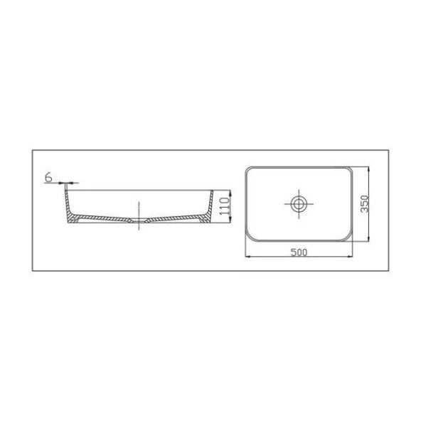 Alvit Smart Slim Tezgah Üstü Setüstü Lavabo 35*50 Cm ürün görseli 1