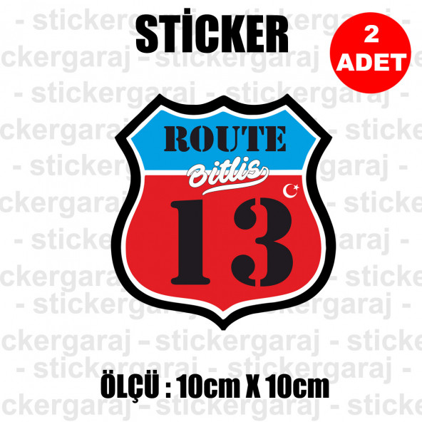 13 BİTLİS 2 adet plaka sticker - il sehir rota etiket - kask motosiklet otomobil araba pc laptop bilgisayar cam uyumlu ürün görseli 1