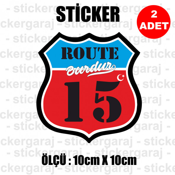 15 BURDUR 2 adet plaka sticker - il sehir rota etiket - kask motosiklet otomobil araba pc laptop bilgisayar cam uyumlu ürün görseli 1