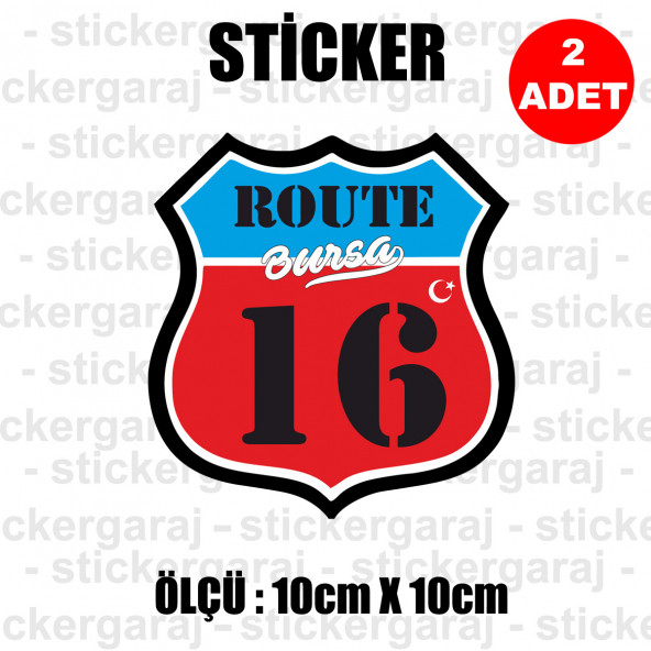 16 BURSA 2 adet plaka sticker - il sehir rota etiket - kask motosiklet otomobil araba pc laptop bilgisayar cam uyumlu ürün görseli 1