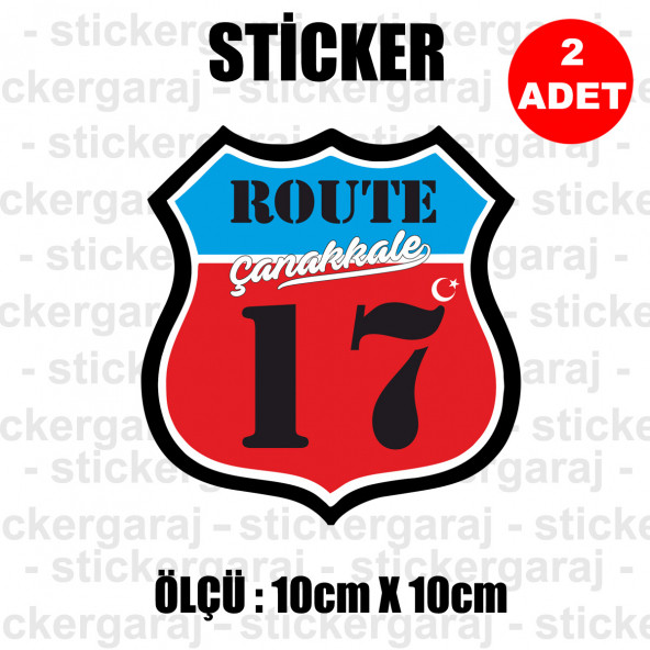17 ÇANAKKALE 2 adet plaka sticker - il sehir rota etiket  cam uyumlu ürün görseli 1
