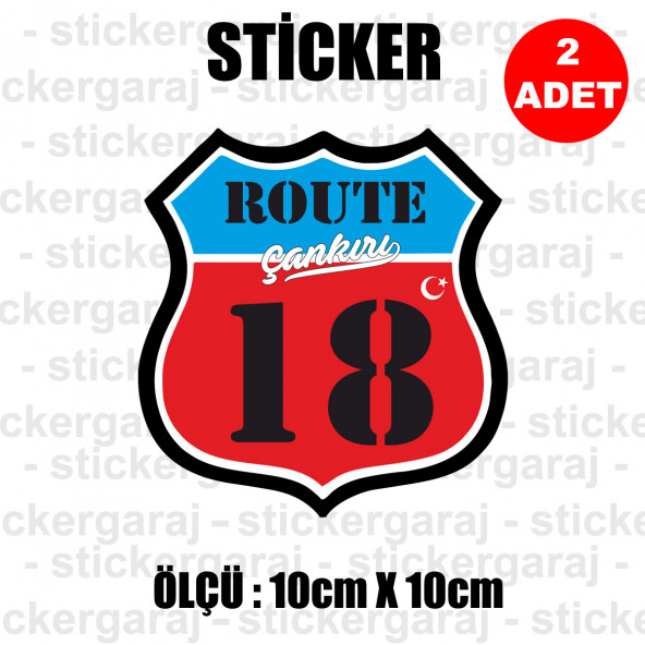 18 ÇANKIRI 2 adet plaka sticker - il sehir rota etiket - kask motosiklet otomobil araba pc laptop bilgisayar cam uyumlu ürün görseli 1