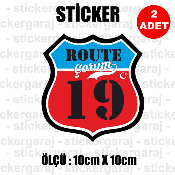 19 çorum 2 adet plaka sticker - il sehir rota etiket - kask motosiklet otomobil araba pc laptop bilgisayar cam uyumlu ürün görseli 1