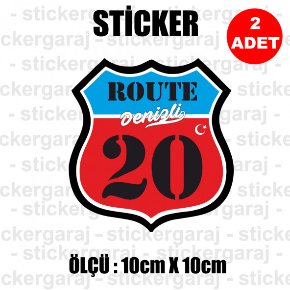 20 DENİZLİ 2 adet plaka sticker - il sehir rota etiket ürün görseli 1