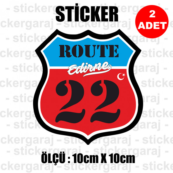22 EDİRNE 2 adet plaka sticker - il şehir rota etiket - kask motosiklet otomobil araba pc laptop bilgisayar cam uyumlu ürün görseli 1