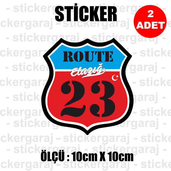 23 ELAZIĞ 2 adet plaka sticker - il şehir rota etiket - kask motosiklet otomobil araba pc laptop bilgisayar cam uyumlu ürün görseli 1