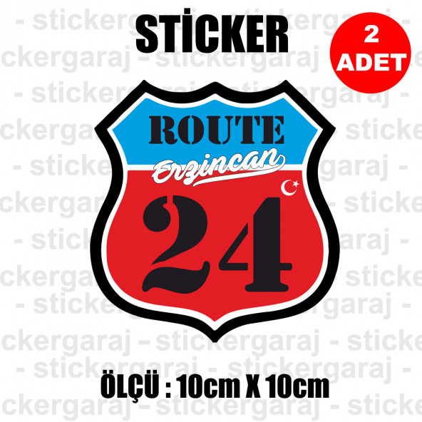 24 ERZİNCAN 2 adet plaka sticker - il şehir rota etiket - ürün görseli 1