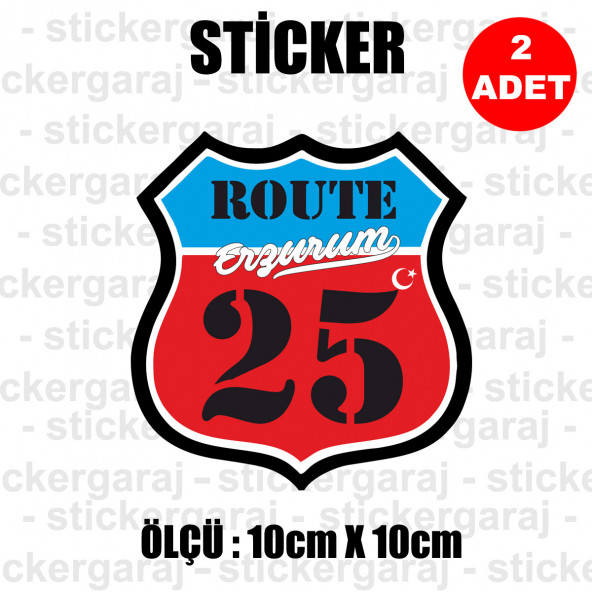 25 ERZURUM 2 adet plaka sticker - il şehir rota etiket - kask motosiklet otomobil araba pc laptop bilgisayar cam uyumlu ürün görseli 1