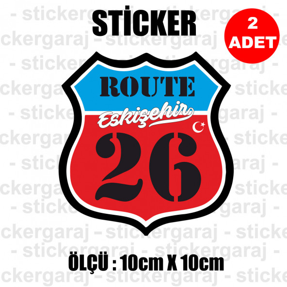 26 ESKİŞEHİR 2 adet plaka sticker - il şehir rota etiket ürün görseli 1