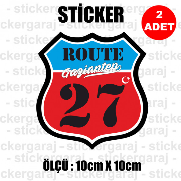 27 GAZİANTEP 2 adet plaka sticker - il şehir rota etiket ürün görseli 1