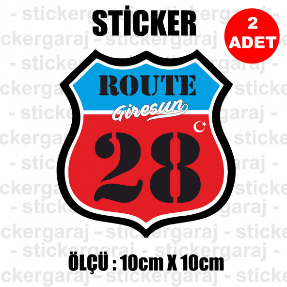 28 GİRESUN 2 adet plaka sticker - il şehir rota etiket -sayar cam uyumlu ürün görseli 1