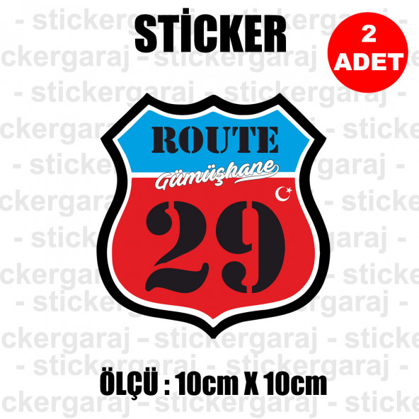 29 GÜMÜŞHANE 2 adet plaka sticker - il şehir rota etiket ürün görseli 1