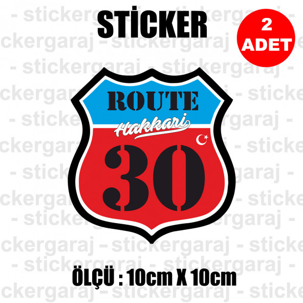 30 HAKKARİ 2 adet plaka sticker - il şehir rota etiket ürün görseli 1